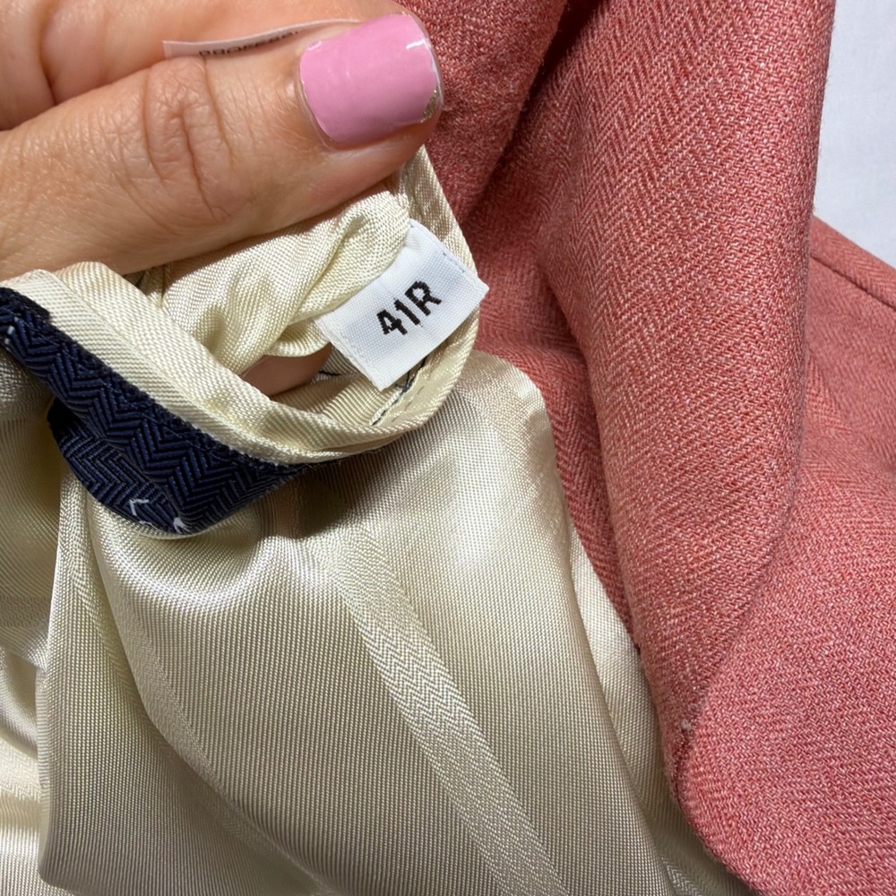 Austin Reed 41R Salmon Herringbone Sport Coat Blazer Union Made USA Wedding - Picture 10 of 15